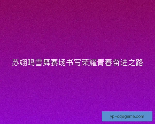 苏翊鸣雪舞赛场书写荣耀青春奋进之路