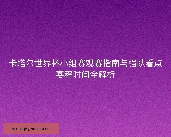 卡塔尔世界杯小组赛观赛指南与强队看点赛程时间全解析 卡塔尔世界杯小组赛观赛指南与强队看点赛程时间全解析
